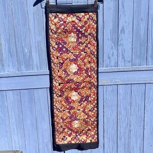 Pakistani Embroidered Multicolor Floral‎ Mirror Cloth Table Runner 38"x 12"